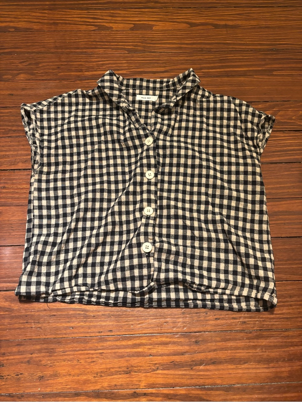 Cotton linen gingham top